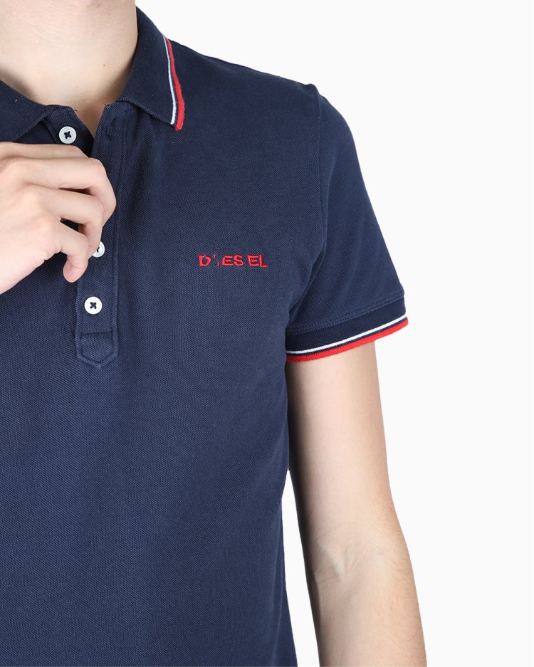Camisa Polo Diesel Original Bordada Azul Marinho Feminina